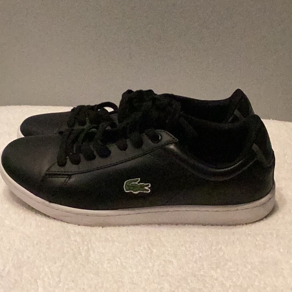 Lacoste Black and White Carnaby Leather Sneakers